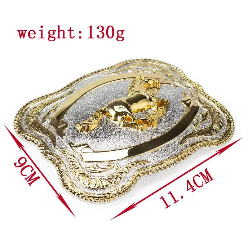 Bälten Big Alloy Buckle Golden Horse Leather Belt Cowboy Leisure for Men Floral Pattern Jeans Accessories Fashion279s