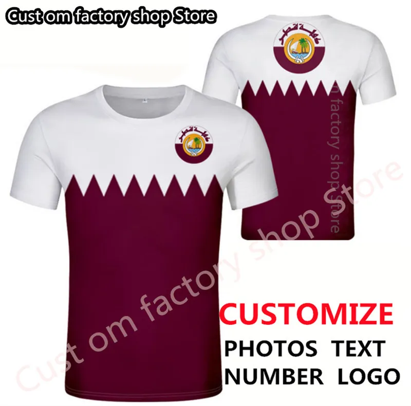 ESTADO DE QATAR camiseta diy nombre personalizado gratis número qat camiseta bandera de la nación qa árabe país árabe imprimir po texto ropa 220609