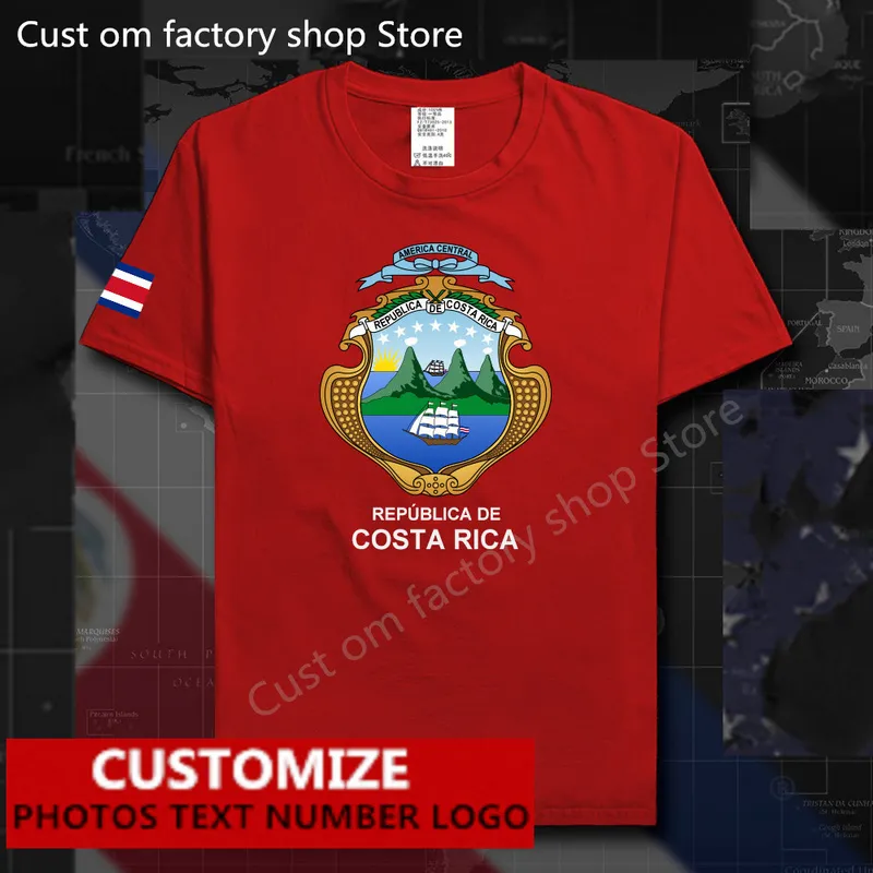 Costa Rica Flagge T-Shirt Free Custom Jersey Fans DIY Name Nummer 100 Baumwolle T-Shirts Männer Frauen Lose Casual CRI T-Shirt 220616