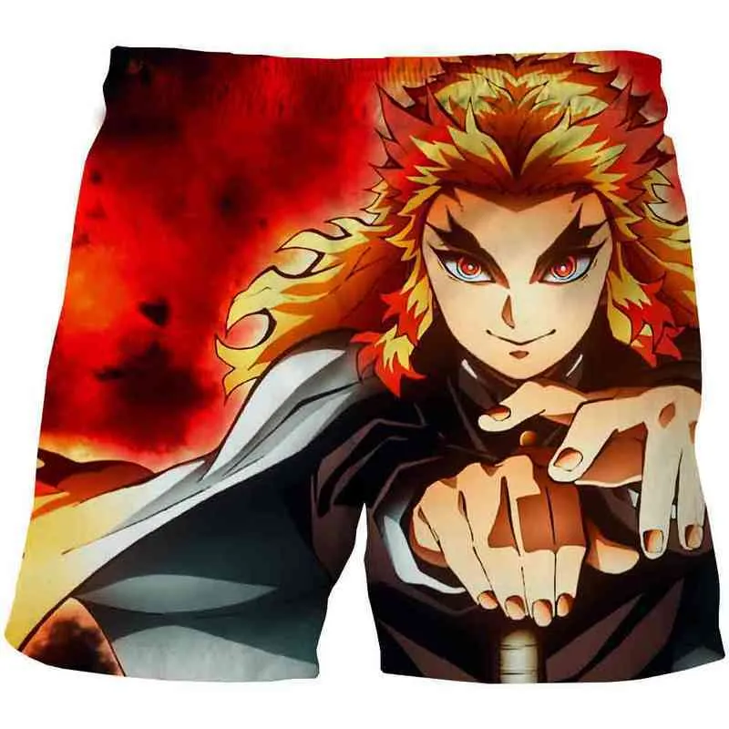 Kimetsu No Yaiba Anime Demon Slayer 3D Printed Shorts Men and Women College Style Korean Version of Wild Loose Wide