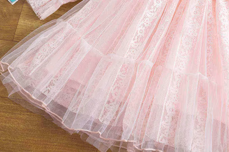 İlkbahar/Sonbahar Uzun Kollu Kızlar Prenses Elbise Vintage Çiçek Dantel Bow Vestidos Çocuk Elbise Kızlar Çocuklar İçin Yeni Yıl Giysileri G220518