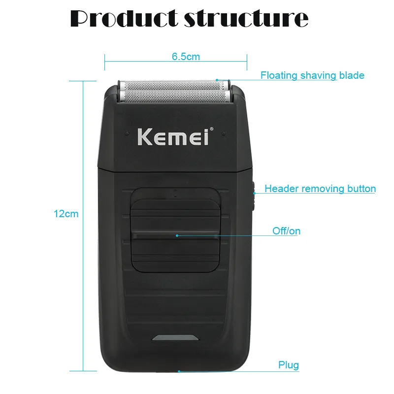 Kemei 3D 전기 면도기 남성 전기 면도기 충전식 플로팅 수염 면도기 머리 트리머 페이스 케어 면도기