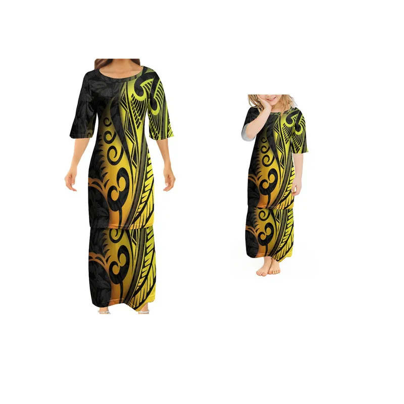 Polynesia Puletasi Mor och dotter klänning Familj Matchande kläder mamma flickor klänningar mamma mamma och mig kläder vestido 220706