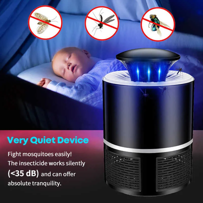 Home Mute Mosquito Killer Lamp 2W Lampada elettrica alimentata tramite USB Led Bug Zapper Lure Trap camera da letto Soggiorno