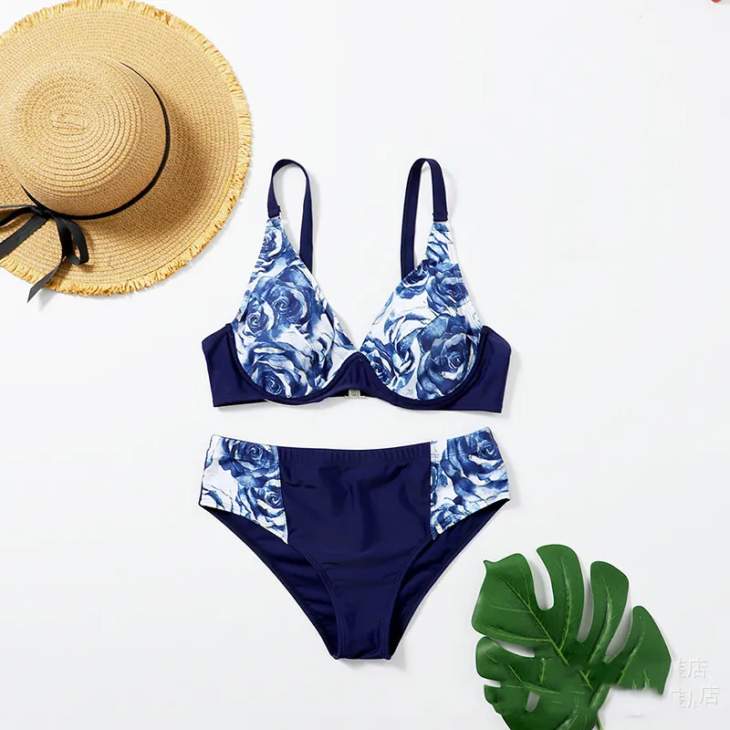 Mayo Kadın Bikini Split Tip Üçgen Swimwears Baskılı Mayo İki Parçalı Set Kadın Mayo Takımında Stokta /40