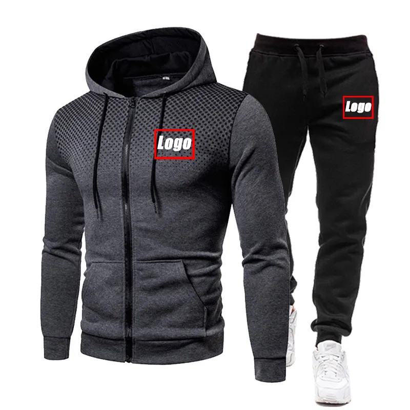 Dostosowany drukowany sprężystość jesień Zestawy Mężczyzn Sport Zipper Jogging Blukspants Suits Men Tracksuit Sportswear Niestandard 220615