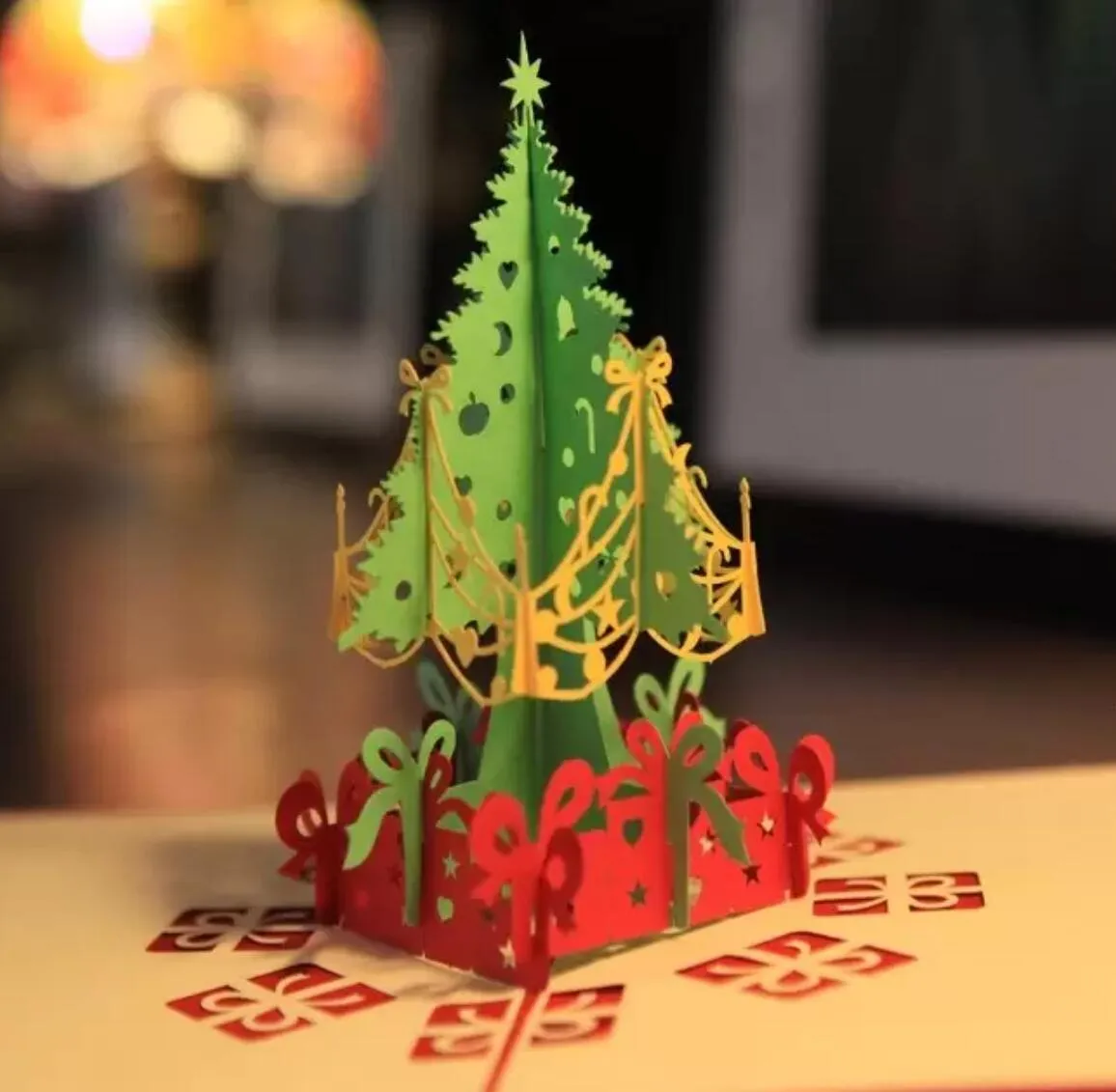 Umweltfreundliche Weihnachtsgrußkarten, handgefertigte 3D-Pop-Up-Geschenkkarte, Weihnachtsfeier, Feiertagseinladung C0813