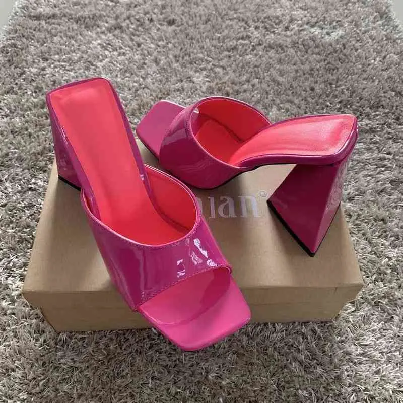 sandały 10,5 cm seksowne skórzane buty butów Kappy Letnie na zewnątrz otwarte palce paleniskowe buty buty moda kwadratowe obcasy sandały femme 220623