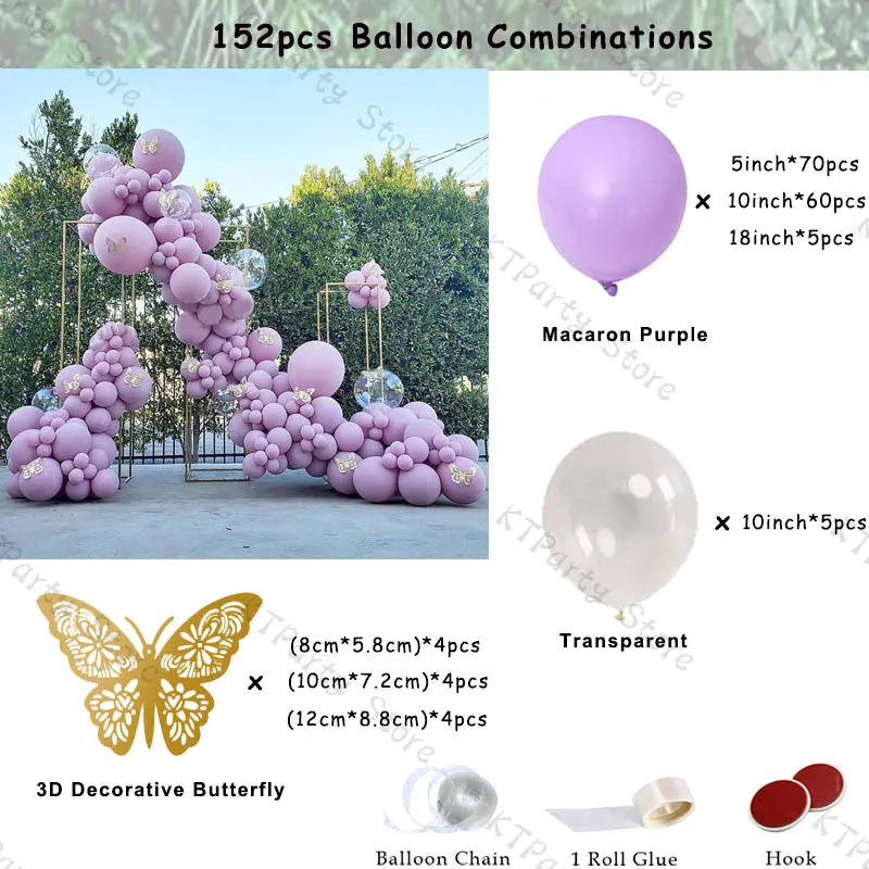 Macaron Purple Balloons Garland Arch Kit Wedding Decoration 3D Ballon Globos Baby Shower Birthday Party Decor 220524