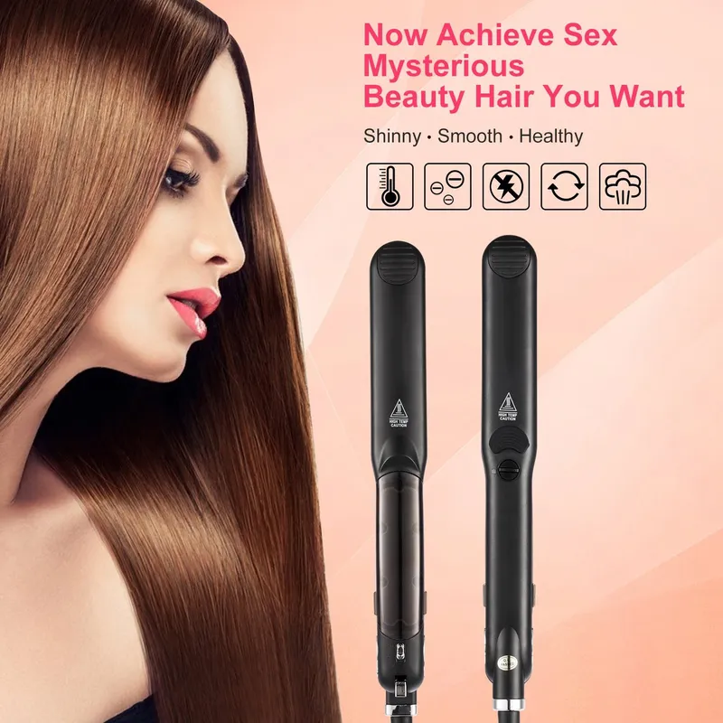 Professional Hair Straightener Steam Electric Comb Dual Voltage Flat Iron Curler style Vapor Tool 220623