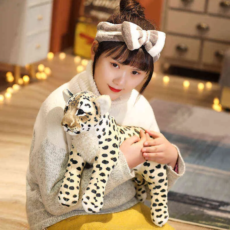 cm 아름다운 박제 카와이 소프트 시뮬레이션 호랑이 사자 표범 플러시 장난감 귀여운 동물 생명 인형 생일 선물 아기 어린이 J220704