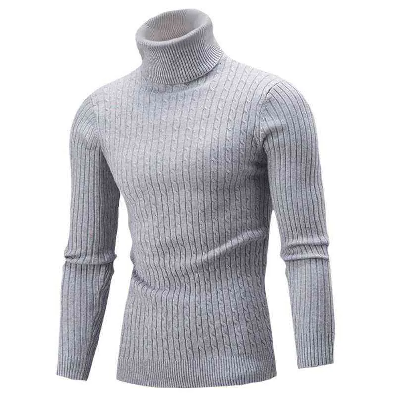 2022 Winter Heren Turtleneck Sweater Mannen Breien Sweaters Rollneck gebreide trui Warm mannen Jumper Slim Fit Casual Sweater L220730