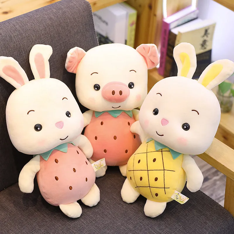 25CM Piggy Doll Pillow Stuffed Rabbit Plush Toys For Birthday Gift 220425