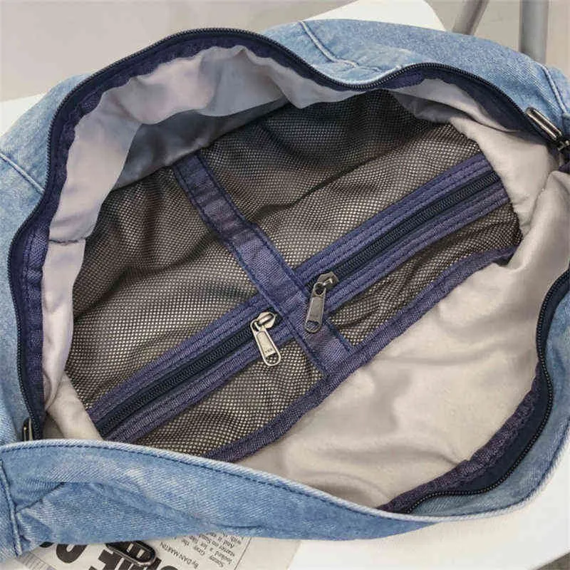 Sac à bandoulière unisexe en Denim pour femmes et hommes, sacoche de grande capacité, sac de sport Hip Hop, 220626