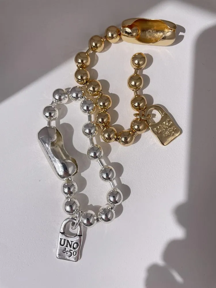 Boguła metal przesadzona bransoletka złota zamek w zawieszek z koralikami moda