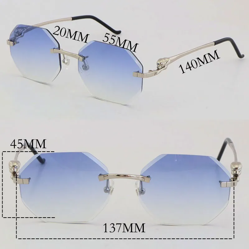Ny Model Designer Diamond Cut Lens Metal Rimless Square Frames Womens Eyewear Leopard Series Optical Frame 18K Gold Man och FEMA271L
