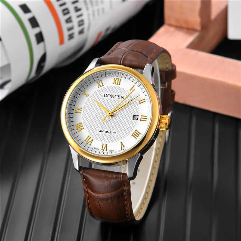 Projektowne zegarki kalendarz trzy pin proste automatyczny zegarek mechaniczny męski zegarek