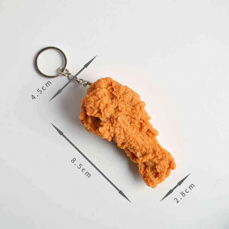 PVC 시뮬레이션 튀김 닭 다리 키 체인 치킨 윙 모델 펜던트 키 체인 열쇠 고리 시뮬레이션 농담 소품 G220421