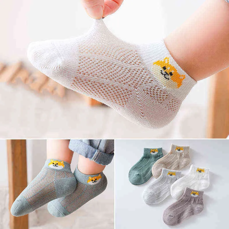 Paar Frühling Sommer Baumwolle Kinder Socken Cartoon Atmungs Dünne Mesh Baby Weiche Boot Socken Für Jungen Mädchen Jahr J220621