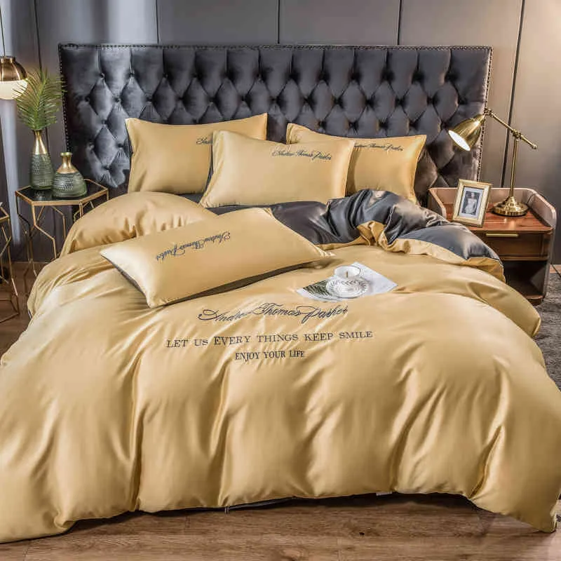 Parure de lit en Fiber Pla lavée, ensemble de literie confortable, taille King, pour chambre à coucher, couleur unie, couette