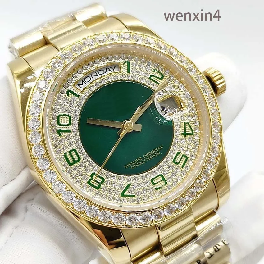 Luxusuhr Damenuhr Gold 36mm Arabisches digitales Zifferblatt Präsidentenarmband 2813 Automatische Stahlschwimmuhr Wasserdichte Uhr