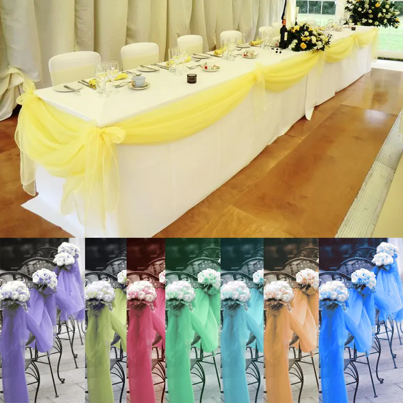 10 meter 135 cm pure Crystal Organza Gauze Tule Roll Fabric Birthday Party Supplies Chair Sashes Wedding Party Bogen Decoratie