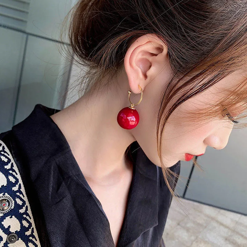 Koreanska överdimensionerade pärlhoppar örhängen för kvinnor flicka unik ed stor cirkel örhänge brincos mode uttalande smycken 2207165118980