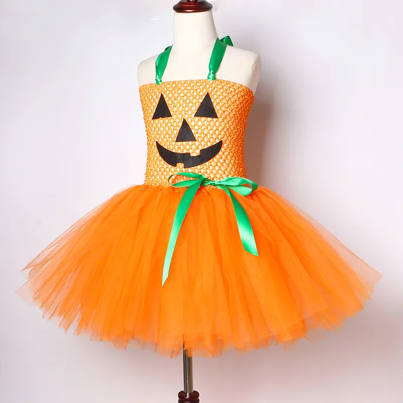 Pumpa klänningar för baby flickor tutu klänning med häxhatt halloween kostym barn flicka kläder karneval party 220817