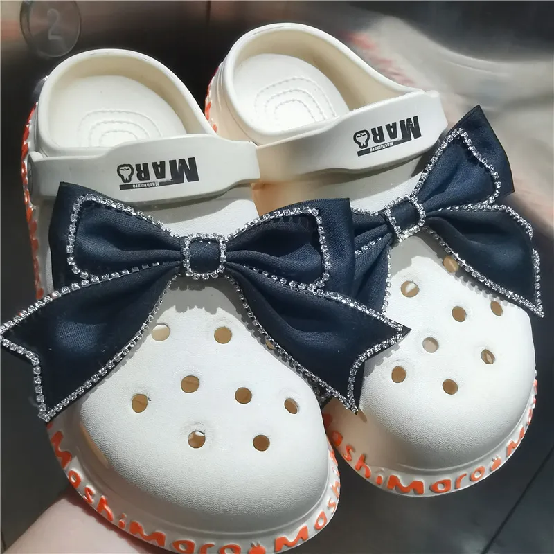 Shiny Ribbon with Diamonds Croc Charms Designer DIY Elegant Shoes Decaration Jibb for Clogs Kids Girls Women Gifts 220527