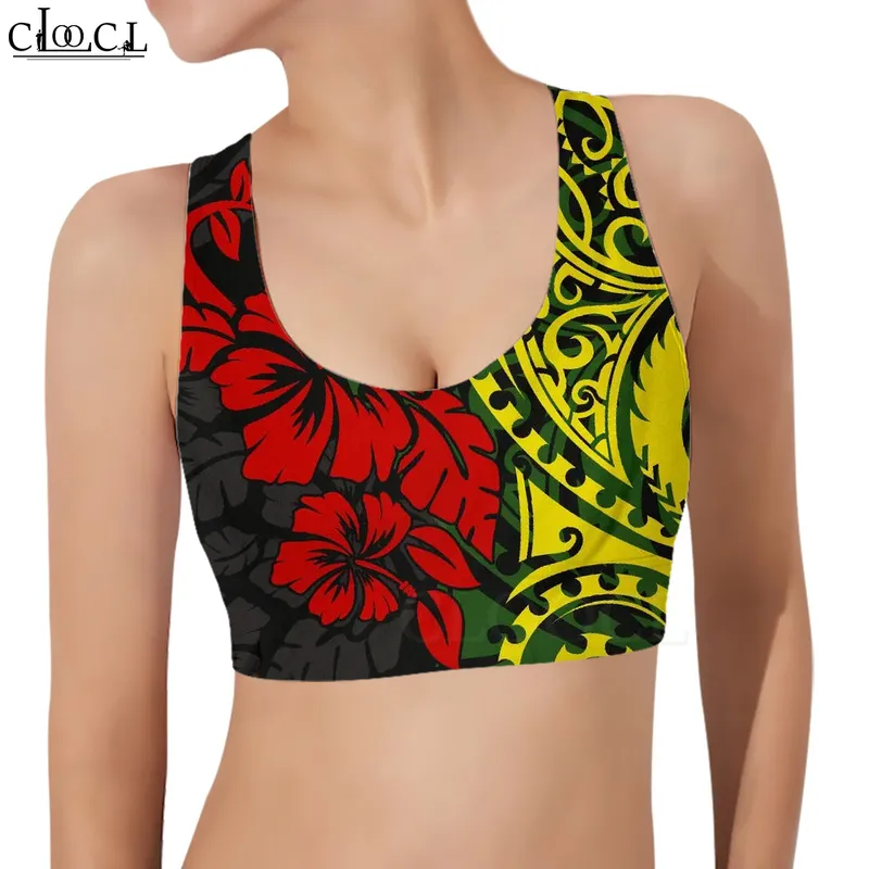 Summer Women Sports Vest Hawaii Polynesian With Turtle Plumeria 3D Pattern Tank Topps Female Yoga Running Fitness Bra W220616