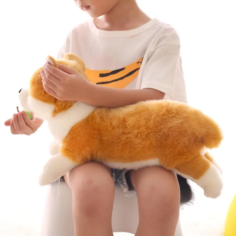 コーギー子犬シミュレーション動物犬ぬいぐるみおもちゃかわいい人形男の子と女の子の誕生日プレゼントの手作り45x17x22cm