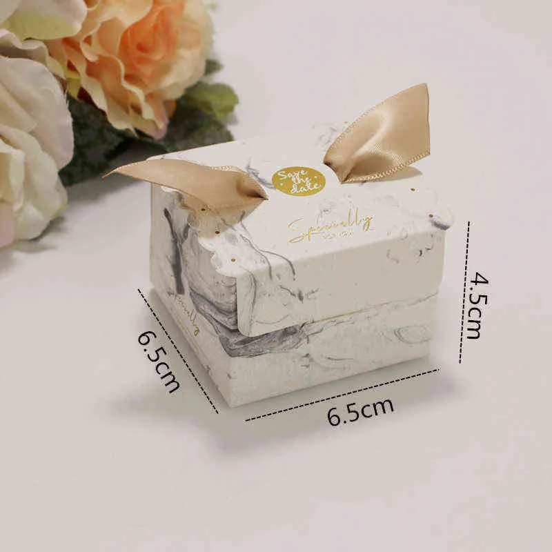 RMTPT /Party Marble Style Geschenkbox Square Flower Boxbaby Dusche Geburtstag Hochzeitsfeier Candy Box Geschenktüten Wickeln J220714
