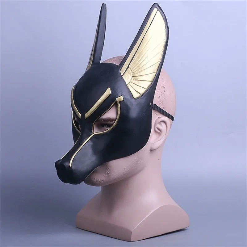 Egipski anubis cosplay twarz maska ​​wilka głowa szakal masy masy masy impreza halloween fantazyjna sukienka Ball 2208123091278