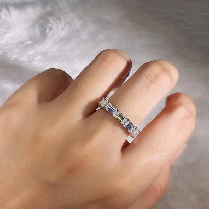 Bröllopsringar enkla modesmycken 925 sterling silver t prinsessan klippt vit topas cz diamant ädelstenar party evighet ol stack kvinnlig band ring gåva