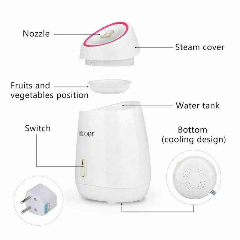 SPA Natural Fruit Facial Steamer Sauna Nano Mist Sprayer Moisturizing Face Thermal Humidifier Deep Beauty Instrument Home Use 220526