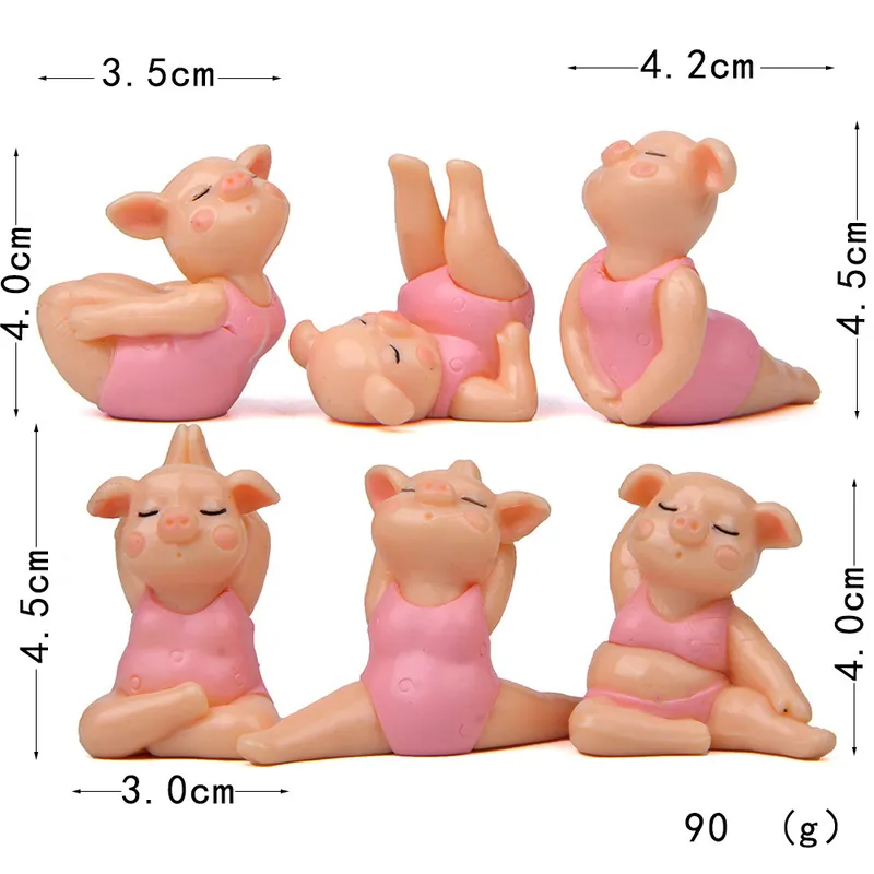 6 Pz / set Serie Jenny Pig Articoli in miniatura Kit bambole Decorazioni la casa Figurine interessanti Decorazione Accessori da scrivania divertenti 220426