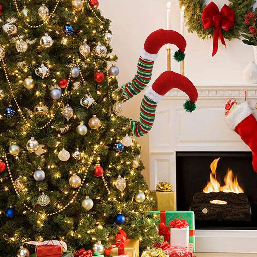 Noel Santa Elf Bacaklar Peluş Ayaklar Ayakkabılarla Ayaklar Noel Ağacı Dekoratif Süs Noel Dekorasyon Ev Süsleri SXJUN16