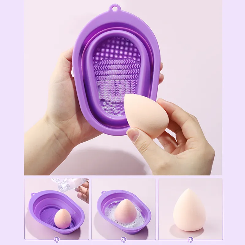 Rancai Collapsible Silicone Brush Egg Egg Clean Tvättverktyg för sminkborstar Skrubberbräda Kosmetik Rengöringsmatssats 220722