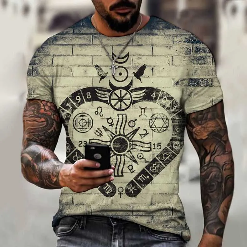 2022 T-shirt da uomo dritto grande bussola stampa 3D T-shirt girocollo manica corta da uomo allentata casual traspirante Top vari stili e colori