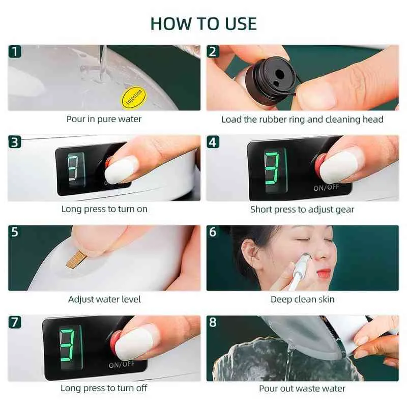 Portable Spray Water Injection Hydro Jet Beauty Machine Vacuum Suction Blackhead Clean Skin Rejuvenation Oxygen Small Bubbles 220514