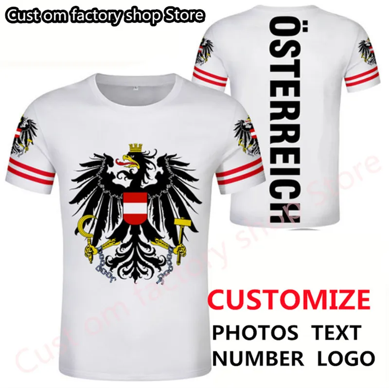 Camiseta de Austria, nombre personalizado gratis, número, negro, blanco, camiseta para hombre, camiseta de manga corta, suelta, cuello redondo, ropa de verano para hombre 220616