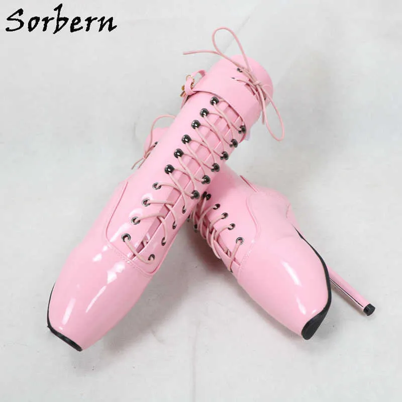 Sorbern 18 cm hakken ballet dunne hak laarzen voor vrouwen plus size dames partij laarzen op maat gemaakte kleur lace-up laarzen vrouwen luxe