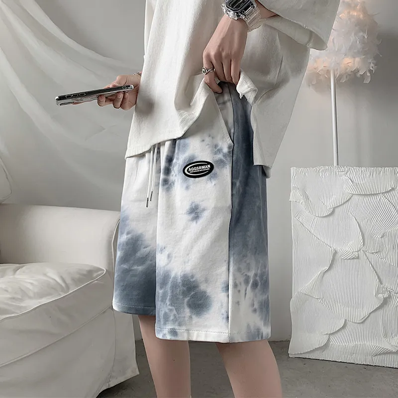 Casual Shorts Männer Tie Dye High Street Patchwork Entworfen Elastische Taille Koreanischen Stil Plus Größe S 3XL Alle spiel Männer hosen 220621