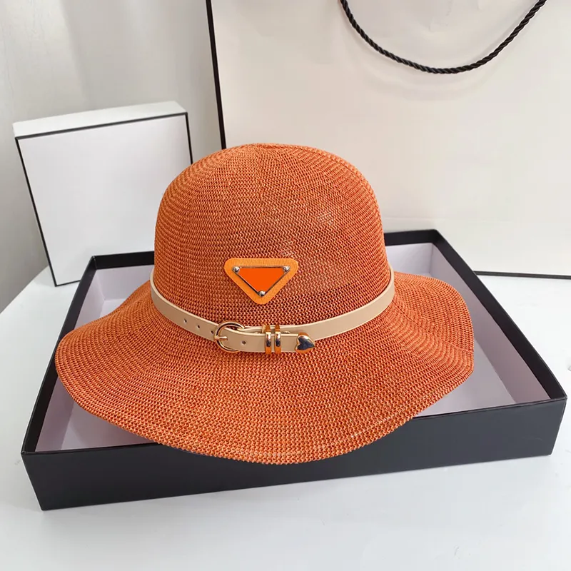 내구성있는 비치 밀짚 모자 여성 여름 빈티지 야외 태양 보호 디자이너 모자 단색 통기성 캡스 붕대 넓은 챙 BR291M