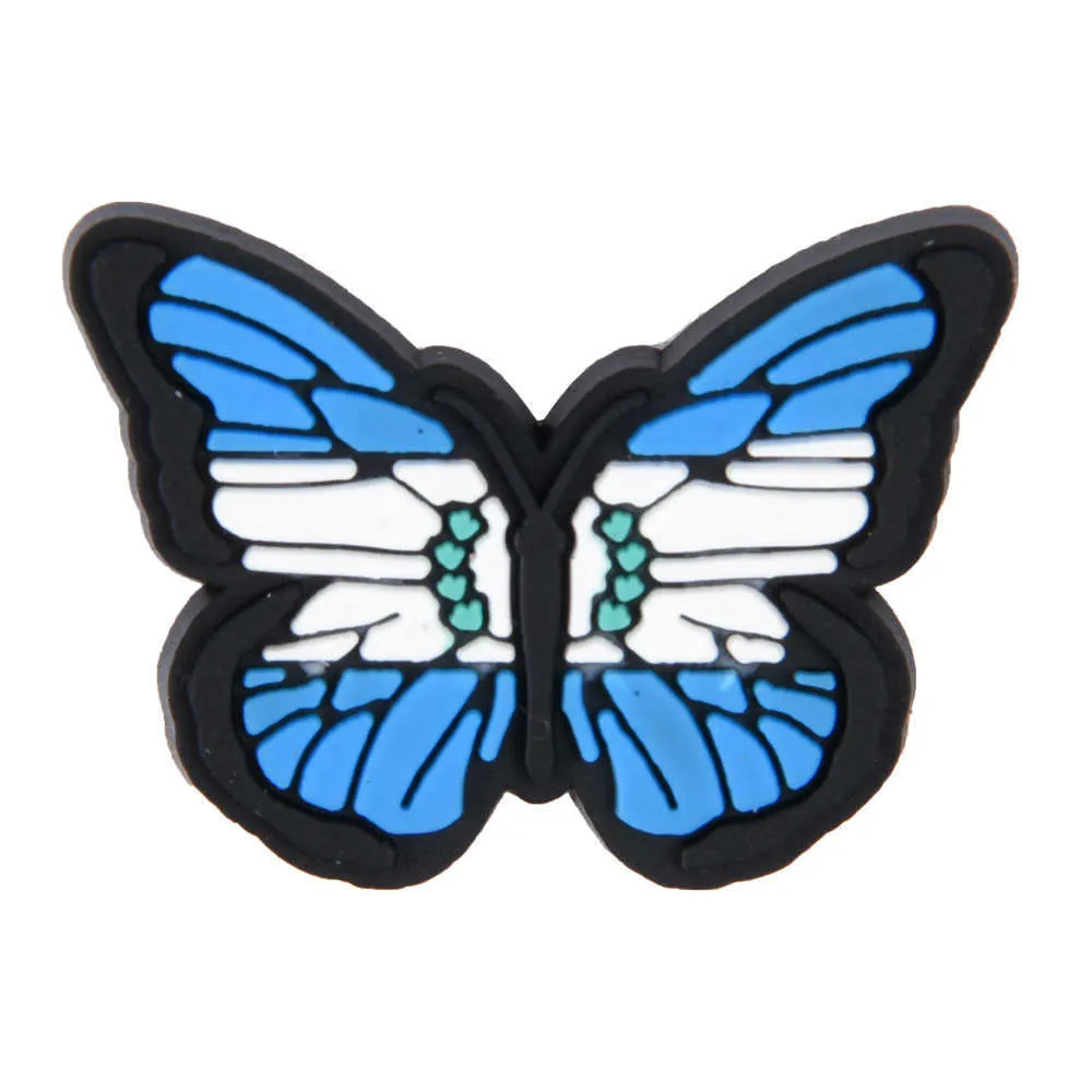 Hot sell Butterfly Icon Silicon Shoes Charms Cartoon Animal Croc Accessories Buckles Women Girls Gifts Wristband Decor DIY