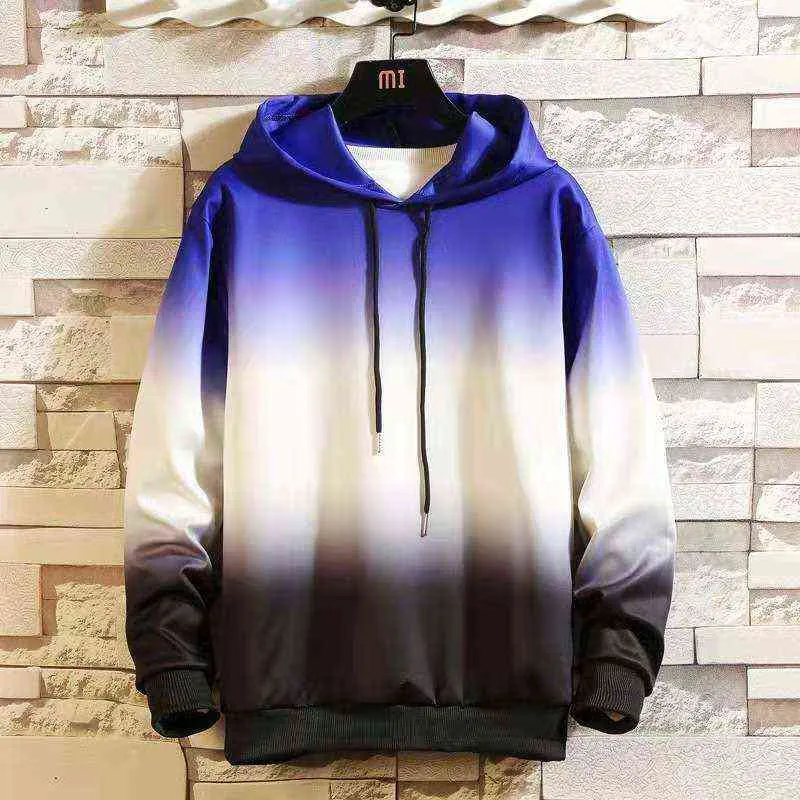 Gradient Hoodies Men Casual Long Sleeve Sweatshirt Male New Spring Autumn Jogger Hoodie Fitness Sportwear Clothing 6xl L220730