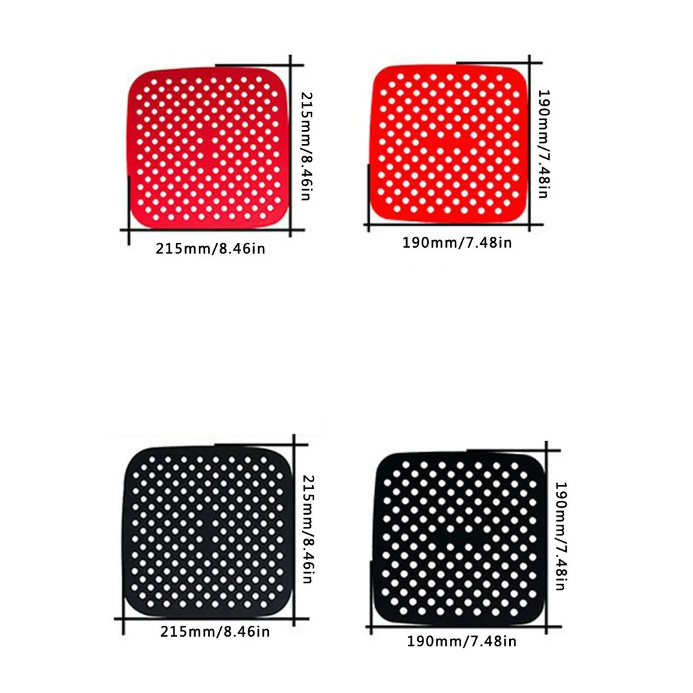 Accessoires carrés réutilisables en Silicone pour friteuse à Air, antiadhésif, Durable, tapis de Place, ustensiles de cuisine, noir/rouge, 1 pièce