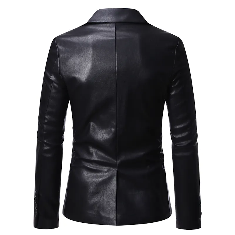 Autumn Winter Men's Business Luxury Blazer Fashion Banquet Leather Dress Suit Jacket Slim Texture High Quality Pu Coat 6XL 220409