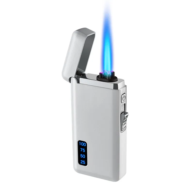 Los más nuevos encendedores de Gas luminosos Jet a prueba de viento arco Plasma USB recargable encendedor de Metal tubo de butano eléctrico encendedor de cigarros regalo