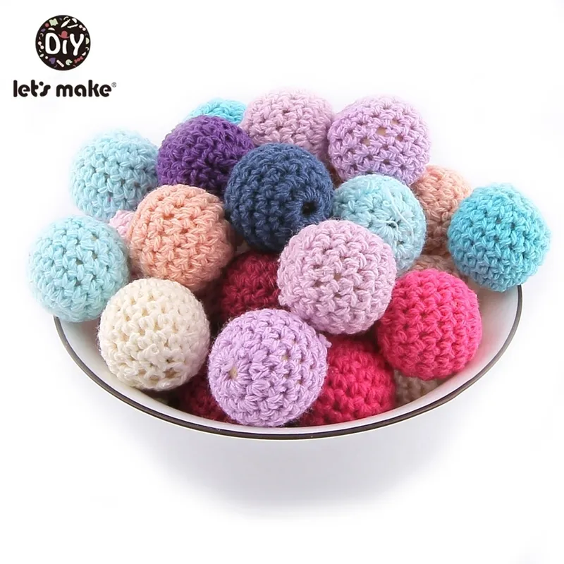 Faisons 10 pièces 20 mm perles en bois Crochet perle anneau de dentition OaganicBaby anneaux de dentition en bois sans Bpa bricolage petite tige bébé jouet de dentition 220815